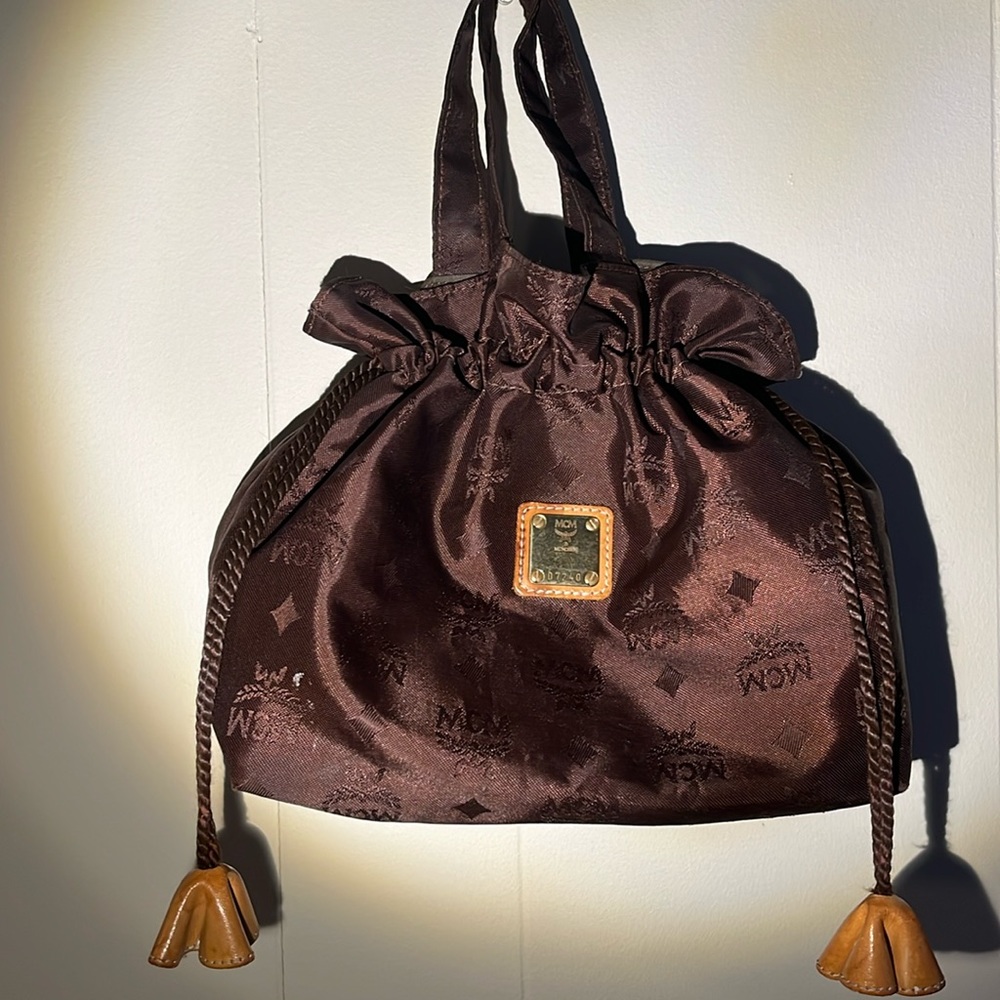 Authentic MCM's Visetos Nylon Drawstring Bag